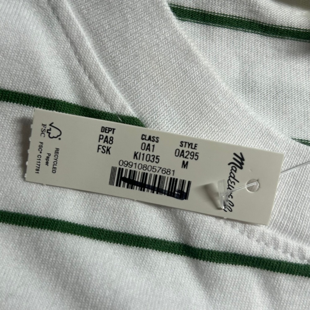 Madewell Women's Green Stripe Boxy Crop Tee Allday Jersey Cotton M Medium New - Picture 8 of 9
